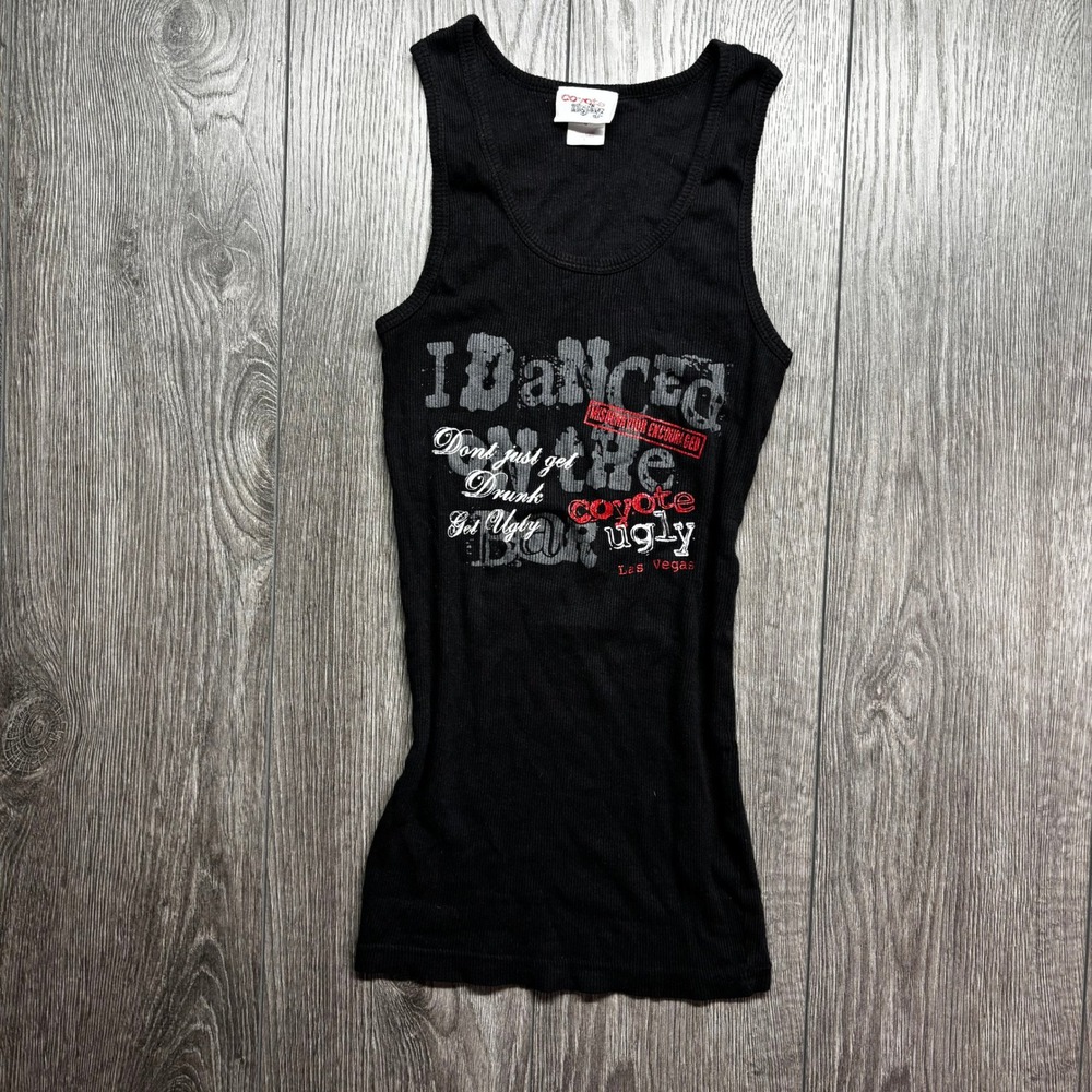 Coyote Ugly Las Vegas Large Tank Top Black Ribbed Y2K Danced On The Bar